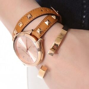 Michael Kors Slim Runway Double Wrap Watch - EUC - needs battery